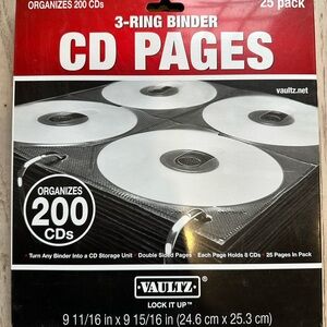 Vaulz 3 Ring Binder CD pages. 25 packs. New. Hold 200 CD’s.